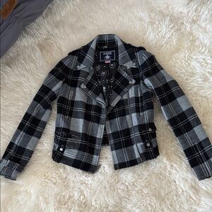 PINK Victoria's Secret Black and Gray Plaid Blazer